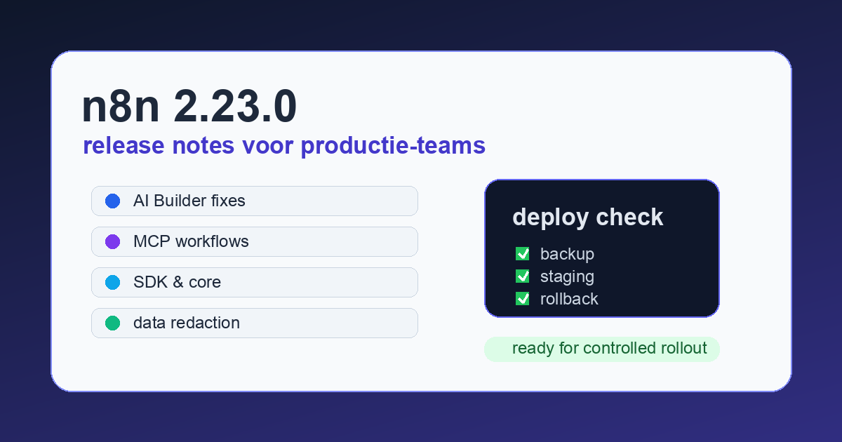 n8n 2.23.0: update-checklist voor productie-workflows