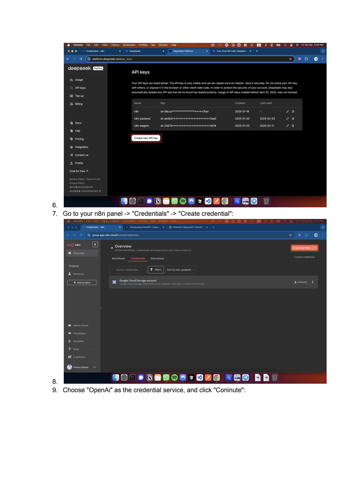 DeepSeek API instellen in n8n afbeelding 2