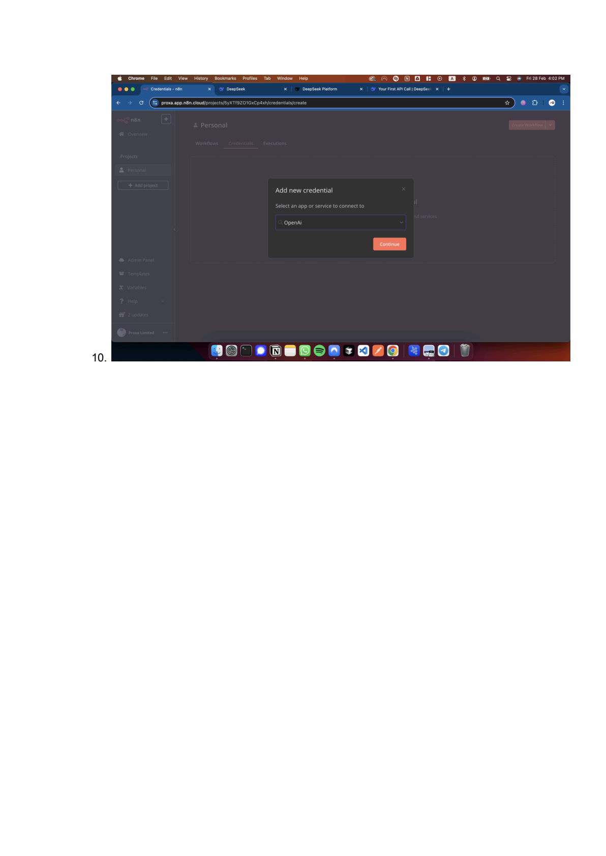 DeepSeek API instellen in n8n afbeelding 3