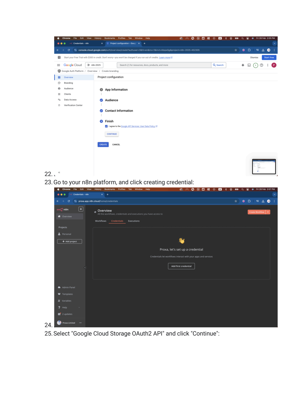 Google Cloud Storage instellen in n8n afbeelding 6