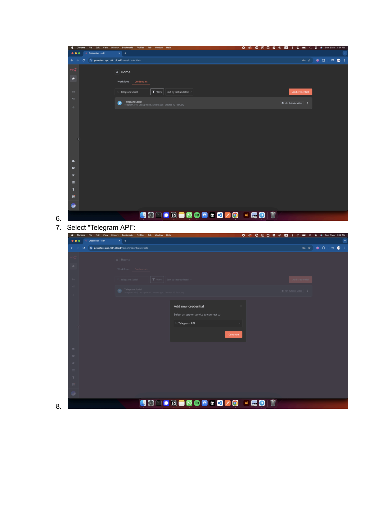 BotFather slash commands en Telegram Bot API in n8n afbeelding 2
